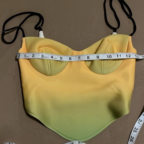 SAMMY B. NWOT Corset Detail Top - Yellow Green Ombre - Size S - Picture 8 of 10